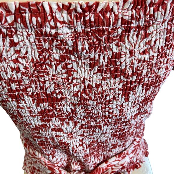 Madewell Anita Linen Puff Sleeves Floral Wrap Top Size Small - Picture 6 of 10